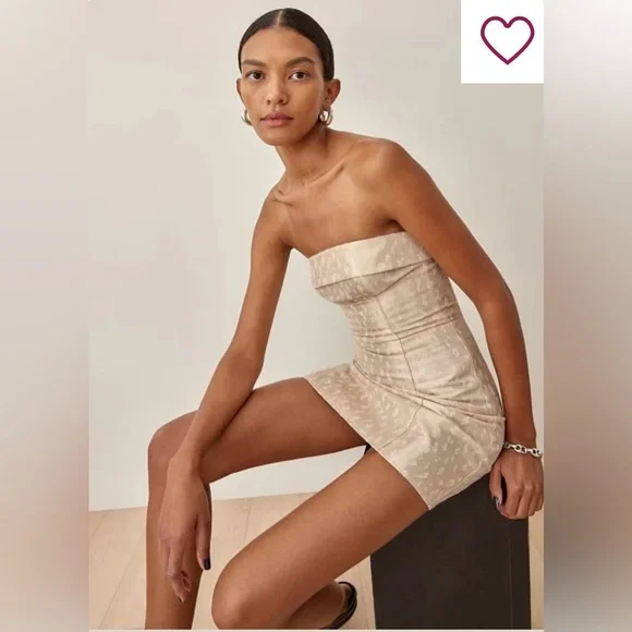 NWT Reformation- Ciaran Mini Dress in Ivory Brocade. Size 10 - Picture 2 of 10